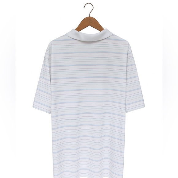 Walter Hagen Men’s Large Golf Polo – White with Colorful Stripes PGA Golf - Picture 2 of 3